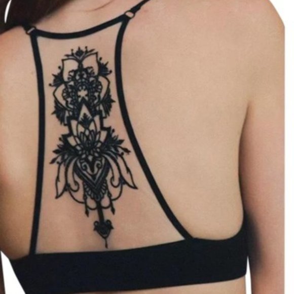 Other - Black Tattoo Back Racer Back Bralette M/L